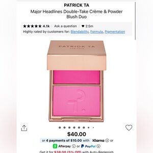 Patrick Ta major headlines double take creme & powder blush duo! She’s giving!
